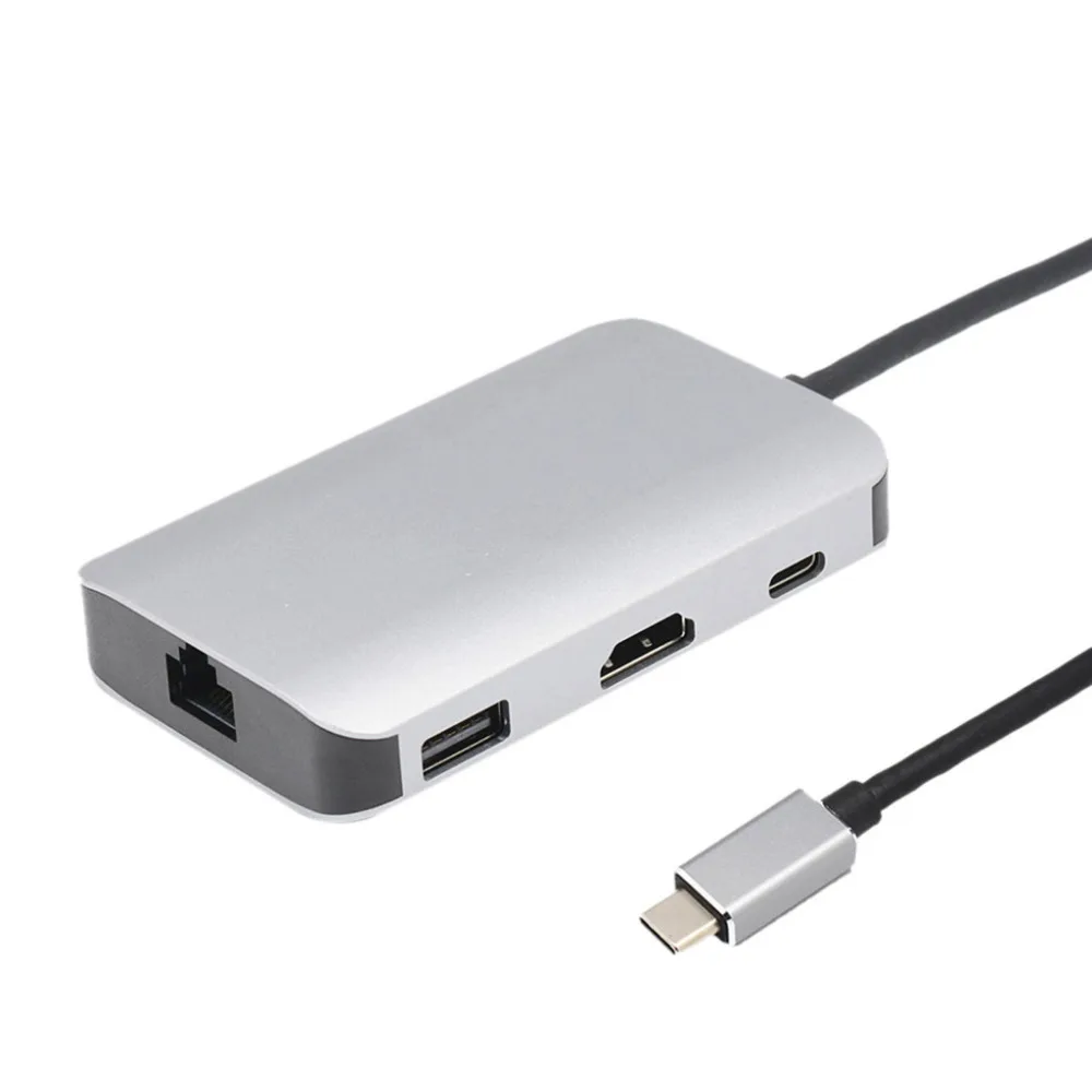 

USB C to Type C 8 in1 HDMI 4K RJ45 Adapter SD TF turn hdmi+rj45+usb 3.0X2+USB 2.0+ card reader Hub 4k audio interface 12.12
