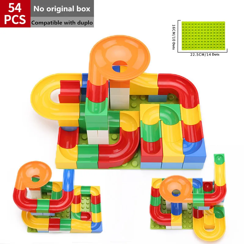 

Legoingly Duploe Race Run Maze Ball Track Funnel Slide 54PCS Big Size Diy Building Blocks Compatible with Toys for Children gift