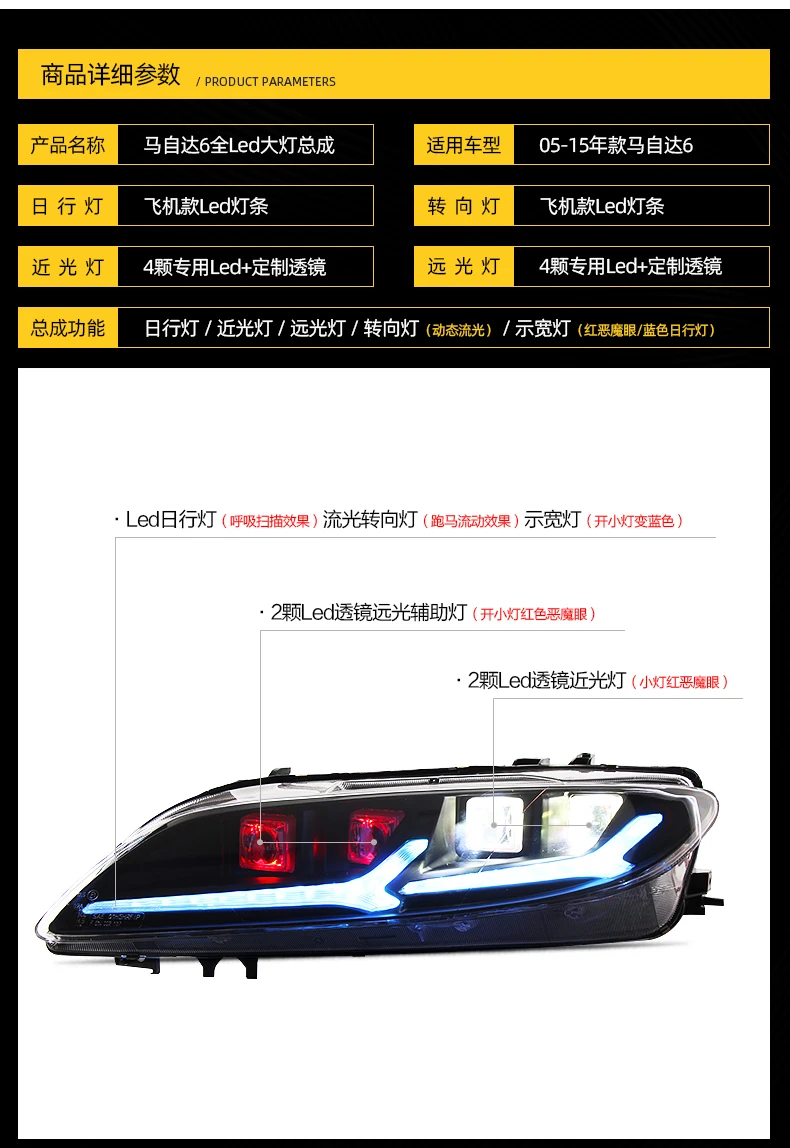 Стайлинга автомобилей фара для Mazda 6 фары 2004-2013 Mazda6 все светодиодный задний фонарь светодиодный DRL динамический сигнала Ангел глаз аксессуары