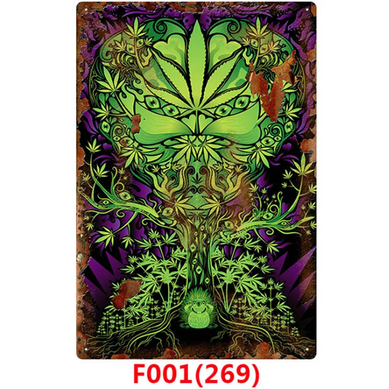 1pc Weed Retro Metal Tin Signs Poster California Vintage Tinplate Poster Bar Cafe Wall Decoration Poster 20*30cm - Цвет: Шоколад