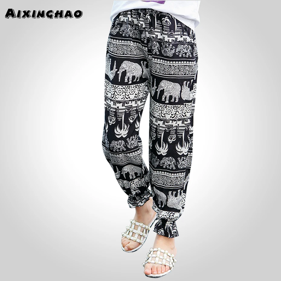 

Summer Chiffon Floral Girls Pants Flower Print Teenage Clothing Girl Baggy Trousers Kids beach Trousers Girl 5 7 9 11 13 Year
