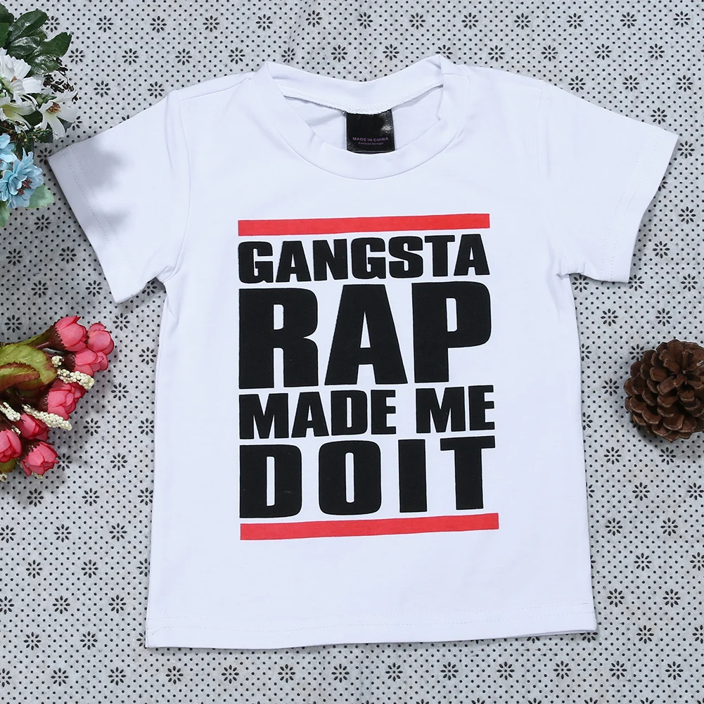 Gangsta Rap Gaya Desain Keren Dicetak T Shirt Pakaian Anak Anak Laki