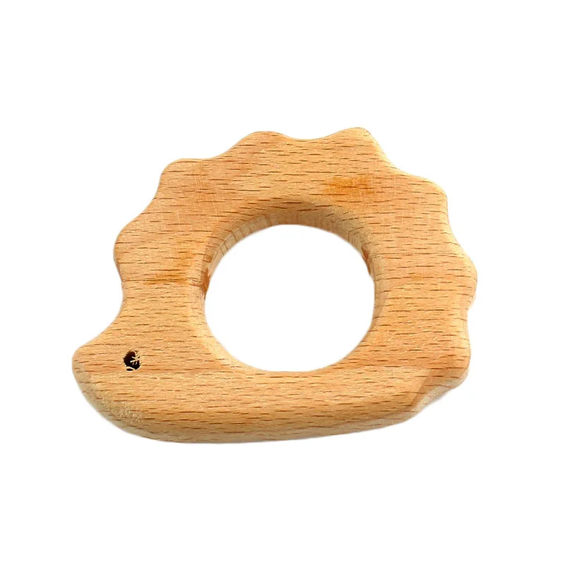 

DIY hand made 10pcs 59*45mm Natural Eco Toy Organic smooth Wooden Large hedgehog shape Beads Teething Ring For Baby DIY Crafts