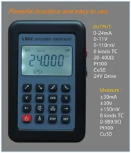 Verificador do calibrador do processo do termopar pt100 da fonte do gerador do sinal do medidor 4-20ma 0-10v/mv da tensão da resistência lb02