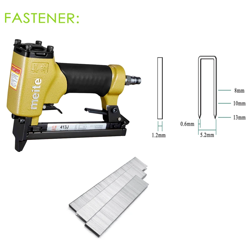 Meite 413J тонкой проволоки воздушный степлер, пневматический гвоздильщик штапеля пистолет с набором водителя для мебели, шкафов, автокресла Jun.14 обновление