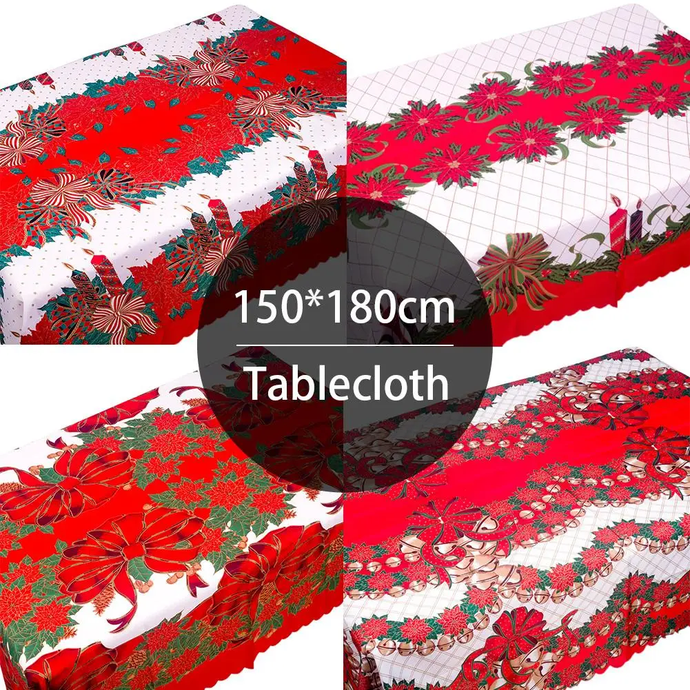 Рождественские печатные украшения для скатерти прямоугольная утолщенная Водонепроницаемая полиэфирная праздничный стол крышка для