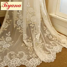 Embroidery Curtains Valance For Bedroom Living Room Window Screening Korean Rustic White Flower Voile Tulle Curtains WP364 *30