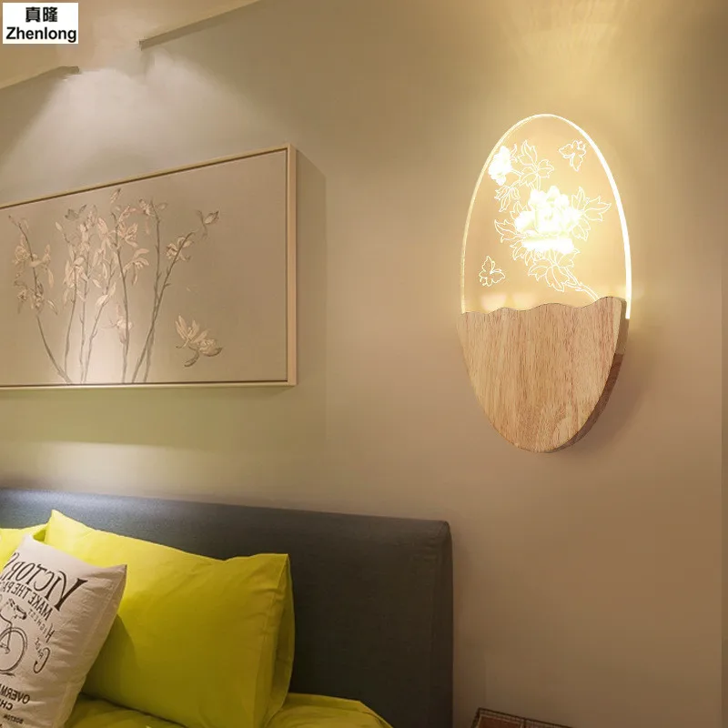 

8W Solid Wood Wall Light Led for Living Room Bedroom Bedside Lamp Corridor Aisle Creative Wall Lamp Indoor Home Decoration Led