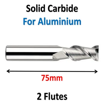 

D10*30*D10*75*2F Solid Carbide End Mills 45HRC 2 Flutes Aluminium 45 Deg Endmill Uncoated long size, Overall Length 75mm