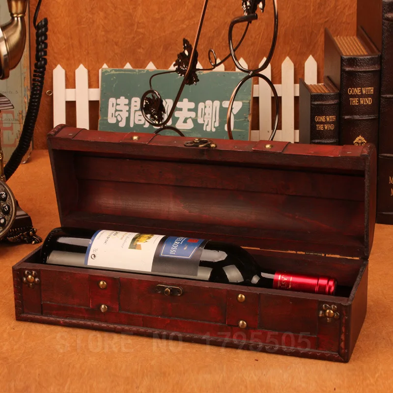 

Wooden Antique Wine Box Retro Packaging Gift Grape wine packaging Antique Box Wedding Gifts Home Decoration Texture Library bar