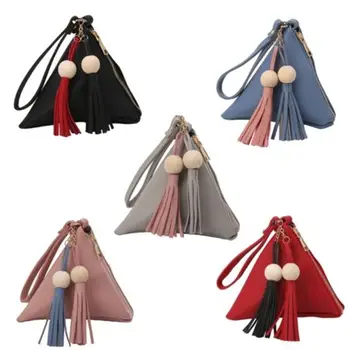 

2019 New Women Bag Triangular Lantern Mobile Phone Chain Tassel Wood Beads Handbags Shoulder Fashion Messenger Bag