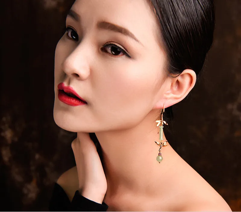 Yanting Bamboo Earrings Fashion Long Earrings For Women 2018 Women Earring Aventurine Natural Stone Vintage Earring Female Earing 022 (5)