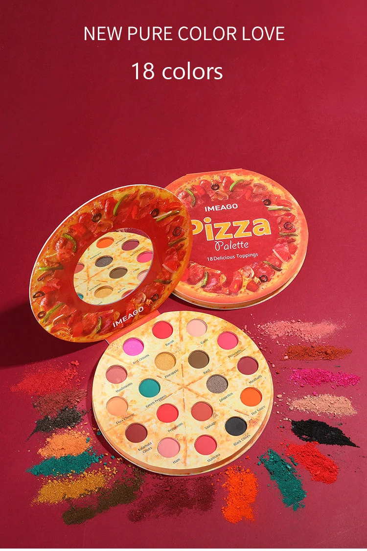 Sombra de Olho à Prova Cor da Paleta da Sombra Pizza Imeago Glitter Shimmer Matte Maquiagem Olhos pó Pigmentado d' Água 18 3 High Quality Beleza e saúde