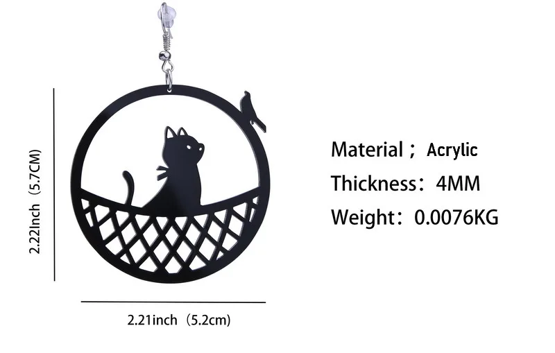 Модный чёрный акриловый кошачий вид серьги-капли в форме птицы котенка кота с серьги-рыбки для женщин девушек вечерние ювелирные изделия геометрические