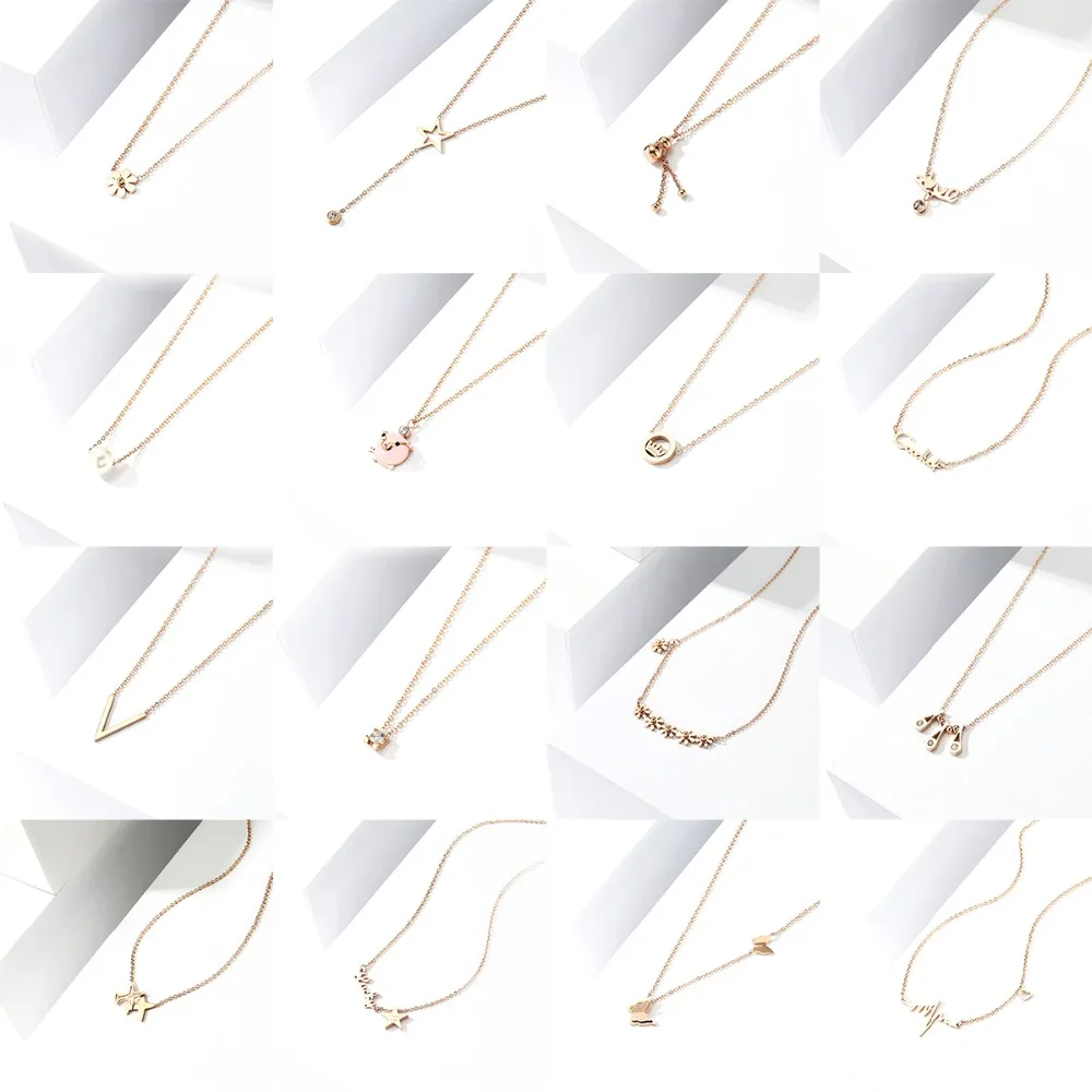 

Fashion Jewelry 1pc/lot Titanium Steel Chain Charm Pendant Necklace for Girl Women Gift 2019 New Arrival