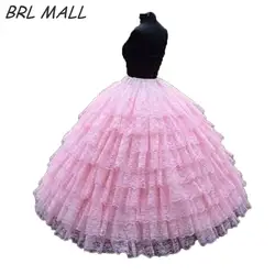 Модные 9 слоев розовый кружево бальное платье нижняя диаметр нижнее бельё для девочек свадебная кринолиновая аксессуар Нижняя ЮБК