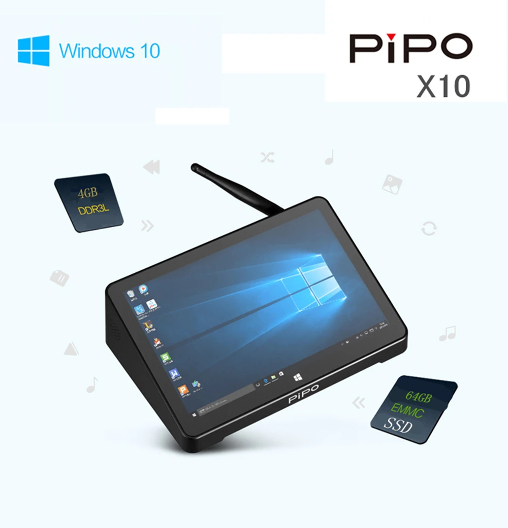 Lowest Price Pipo x10 Mini PC Windows 10 OS 10.8 inch 1920*1280 IPS Quad Core Intel Z8300 TV Box With 10000mAh battery Support Bluetooth