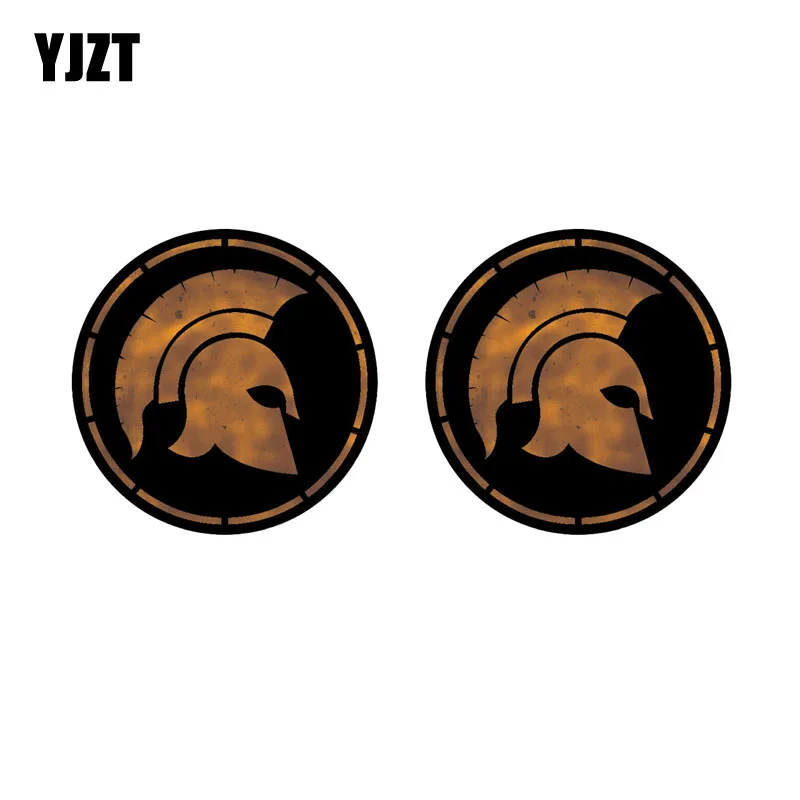 

YJZT 8.2CM*8.2CM 2X Car Sticker SPARTAN WARRIOR CIRCLE Reflective Motorcycle Parts C1-7551