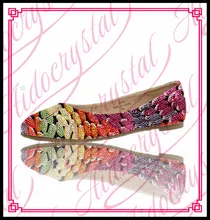 Aidocrystal Large Size 11 Gorgeous Rainbow Color pointed toe design Crystal Women Wedding Party Dress Shoes Flat