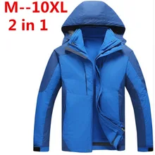 plus 10XL 8XL 6XL 5xl 2 IN 1 Fit Jacket Brand Waterproof Windbreaker Jacket Coat Winter Jacket Men Male Coat Rain Jacket Parka