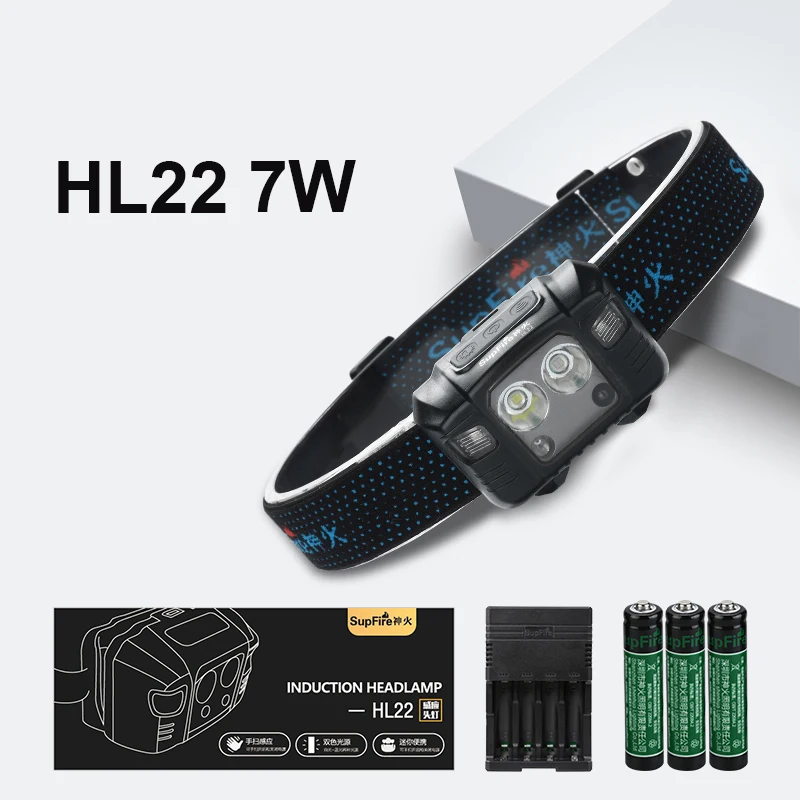 Налобный светильник вспышка головной HL22 Головной фонарь белый синий красный SOS