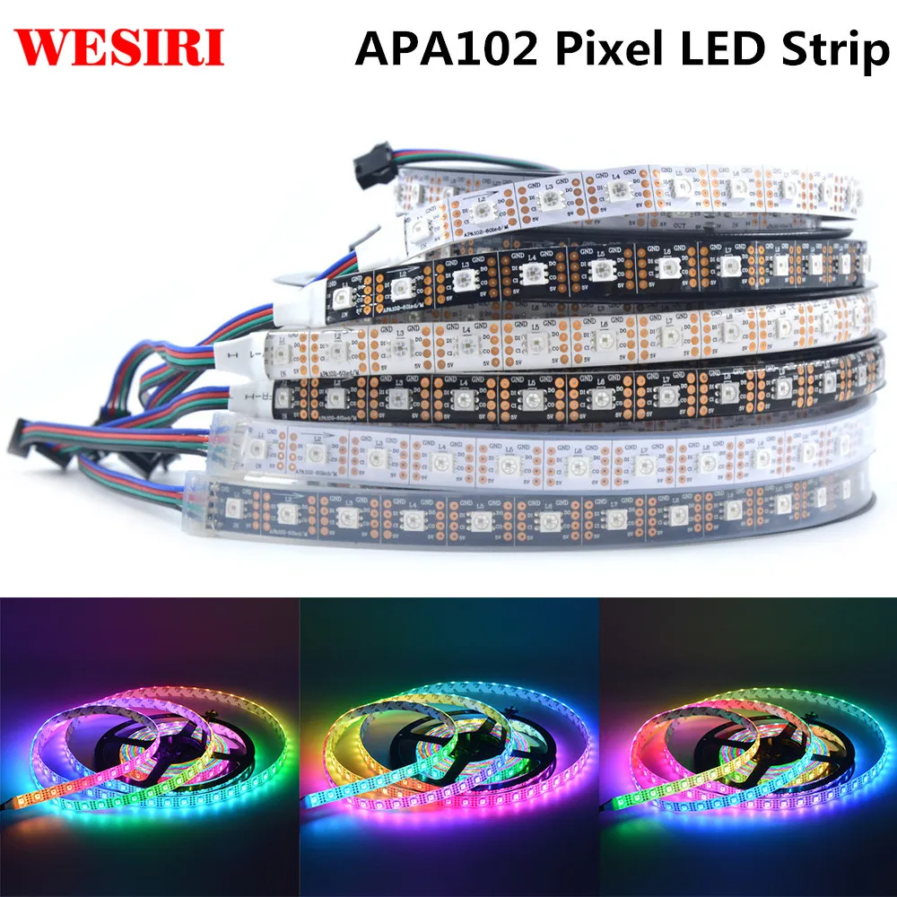 Умная светодиодная Пиксельная лента APA102 SK9822 1 м/5 м 30/60/72/96/144 светодиодов s/Pixels/m