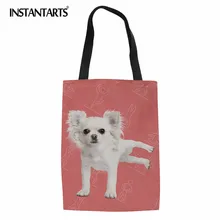 INSTANTARTS милые животные собака печать сумка-шоппер марка белья Tote Многоразовые сумки Портативный Путешествия Пляж Бакалея сумка для девочек