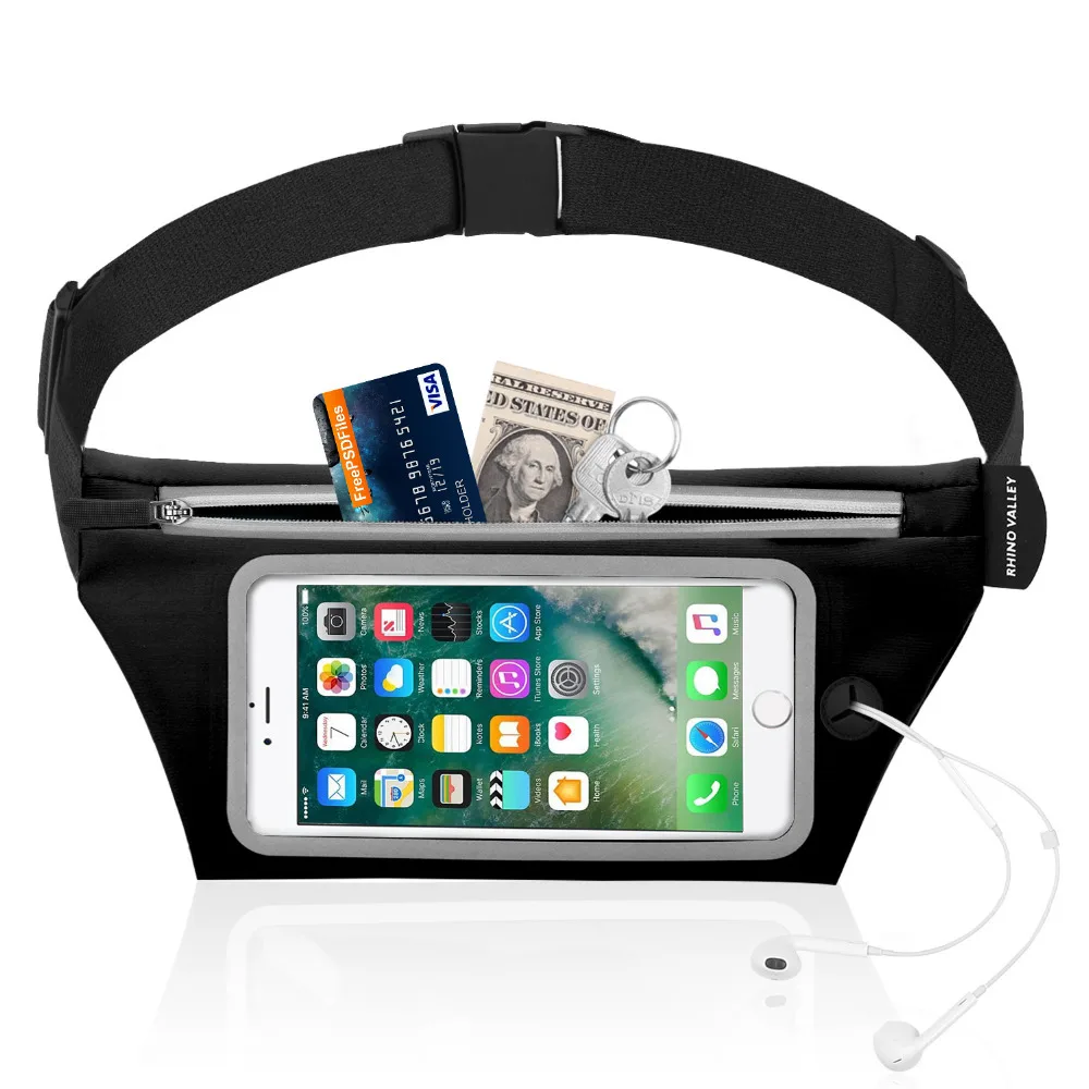

Running Belt Waist Pack Bag,Slim Sports Travel Belt,Waterproof Exercise Waist Pouch with Touch Screen Window for 6.3 Inch Phone