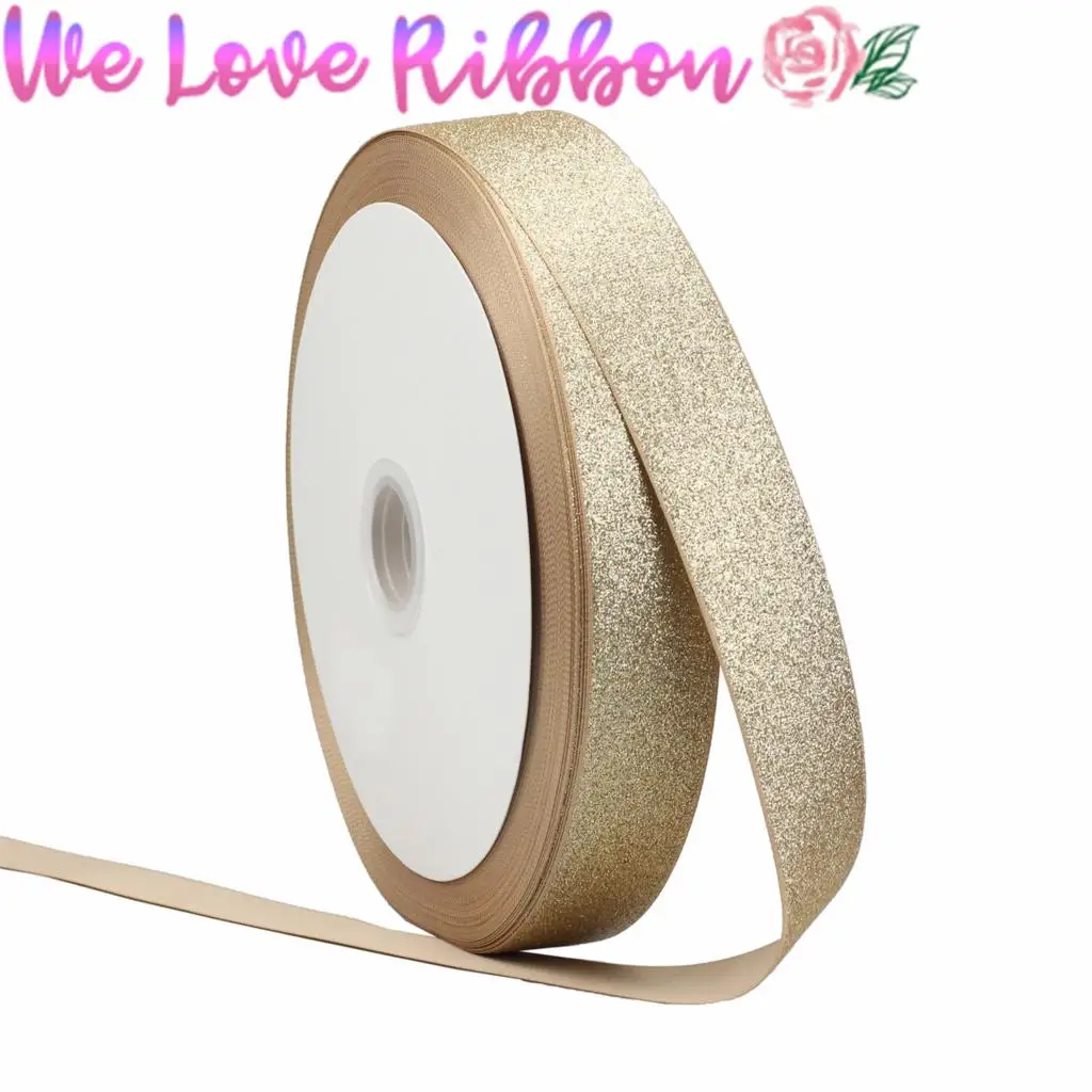 1-1/2&quot38mm Tan Color Full Glitter Foil Grosgrain Ribbon DIY Wedding Party Decor Hair Bowknots Making #835 10yards/roll | Дом и сад