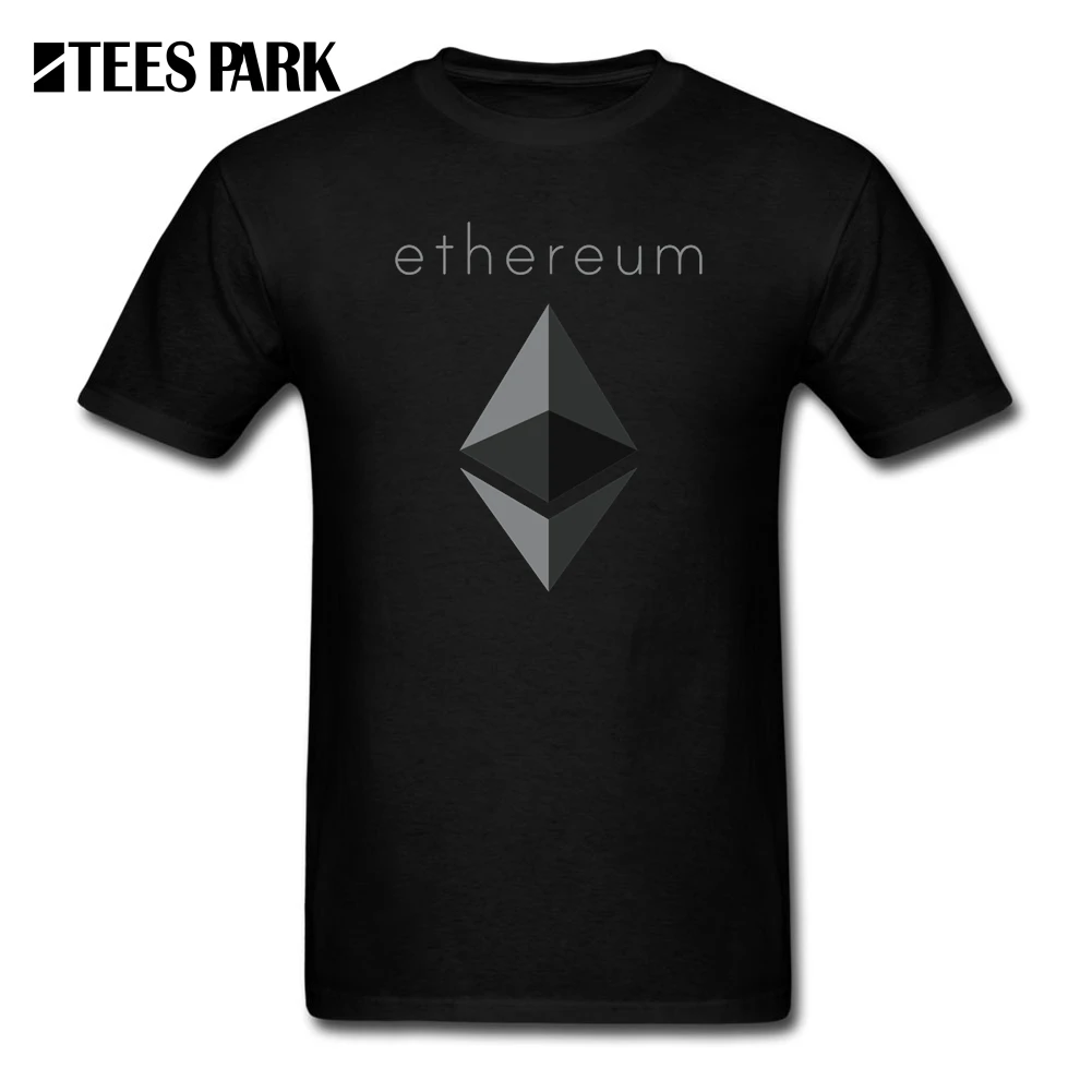 Men's T Shirts Ethereum Project Cryptocurrency Blockchain Black T-Shirt Men's 100% Cotton Tees Classical Teenage Tees Plus Size