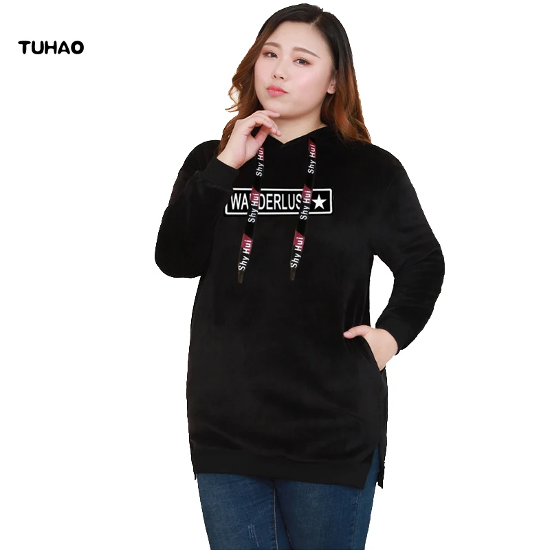 TUHAO размера плюс 10XL 8XL 6XL женские толстовки свитшоты черные с длинным рукавом