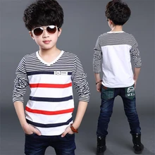 Новая весенняя футболка с длинными рукавами для мальчиков весенне-осенняя рубашка для мальчиков детская Весенняя Корейская версия