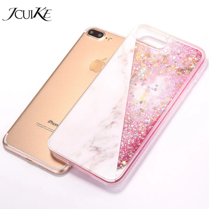 JICUIKE модные hard shell блестящий Мраморный и quicksand для iPhone 7 Чехол 6 s 8 плюс Для Телефона