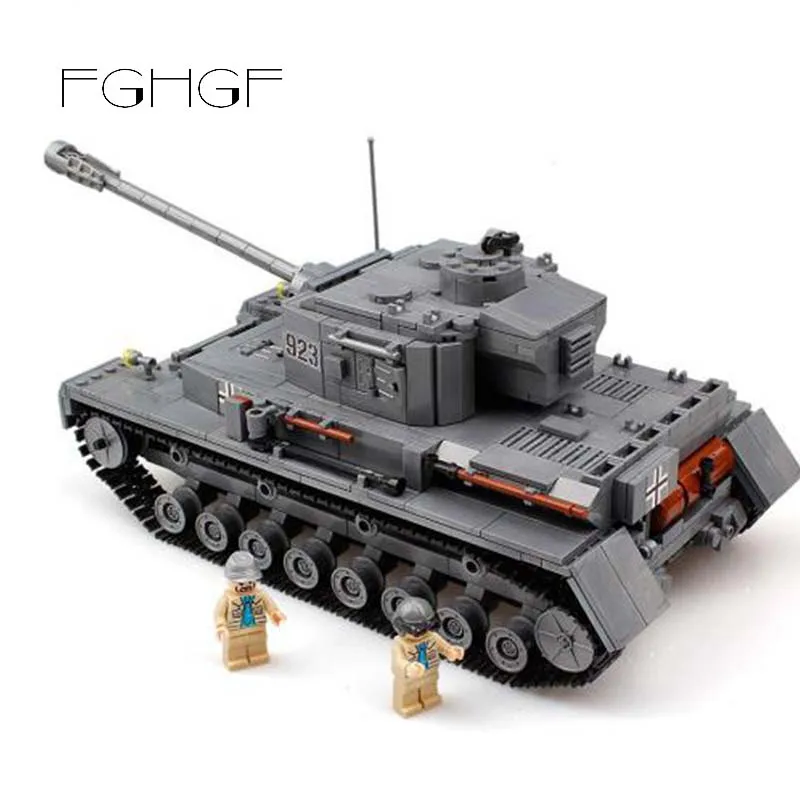 

Military 923 PZKPFW-IV War Tank Model With Germany Soldiers Building Blocks Sets Compatible Legoed Army ww2 Toys For Children
