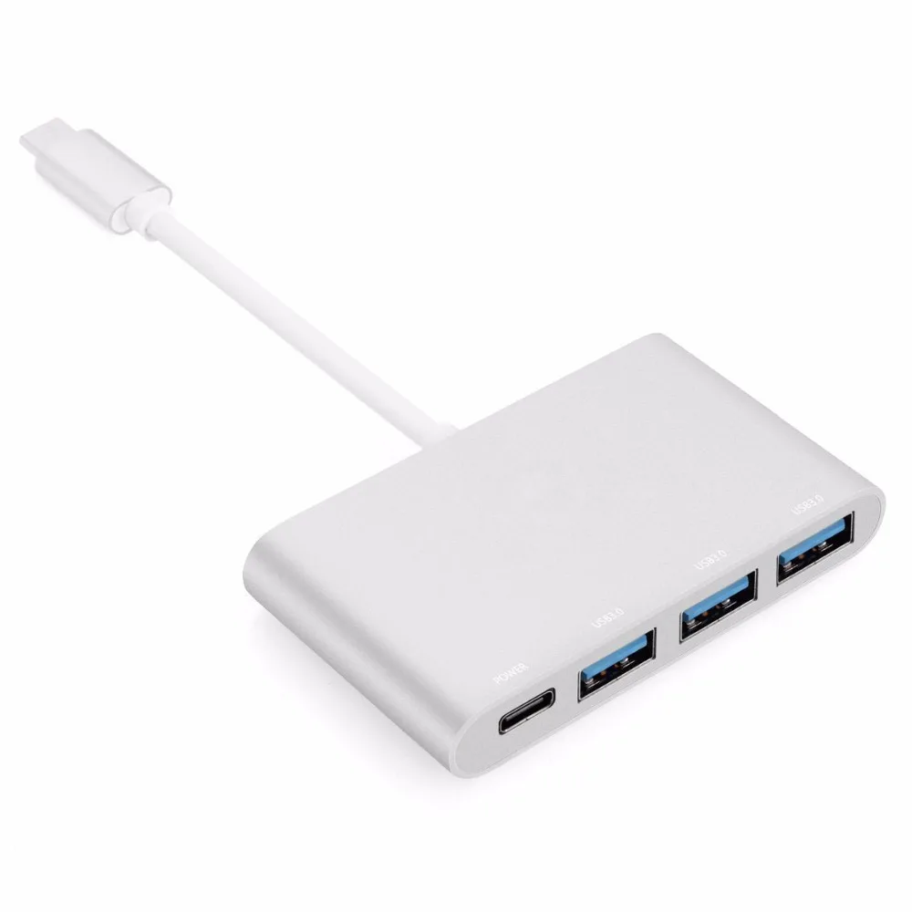 USB C Charging Hub,Super Speed USB C (Type C) to 4-Ports Multiport Adapter for Apple MacBook, and more Type C Devices(Silver) адаптер apple mj1l2zm a multiport adapter usb c to vga белый