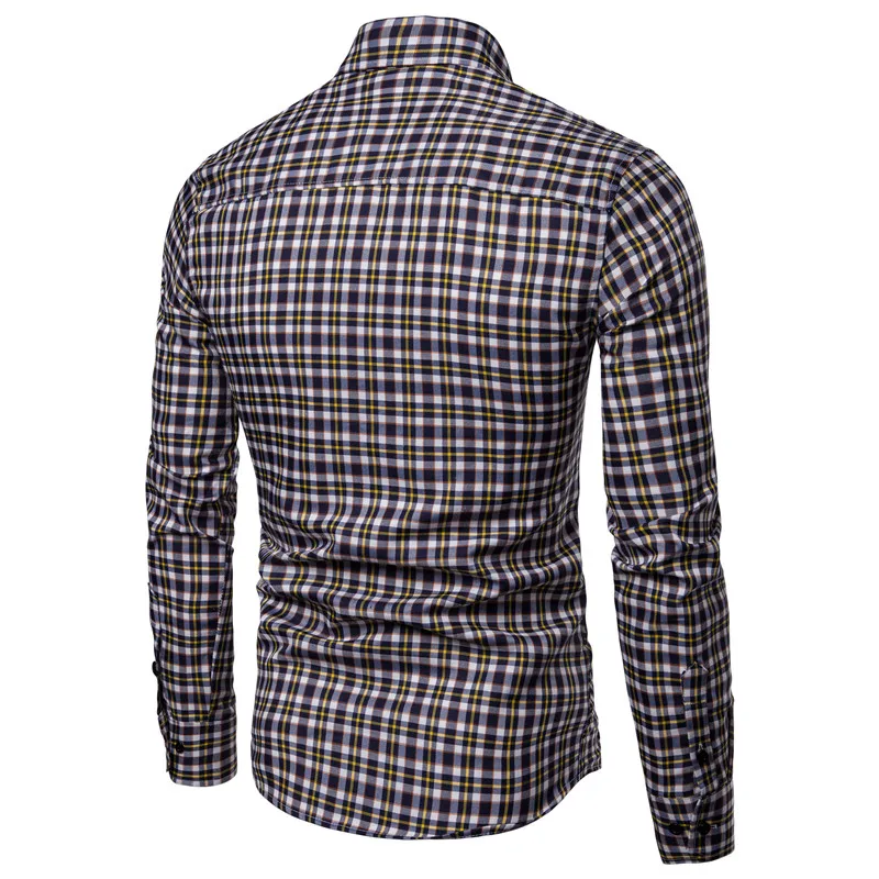 Drop Shipping Men Plaid Shirt Long Sleeve Casual Shirts 2019 Fashion Multi-Color Checkered Cotton Chemise Homme Man Clothes