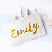 Персонализированные названия невесты свадебный макияж Косметика Сумки с текстовым ярлыком курица вечерние кошельки дорожные сумки на заказ язык текст