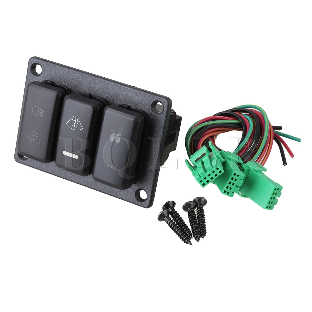 BQLZR 3 Gang Red Pattern Fog Spot Switch Panel DC12 24V for Toyota Old