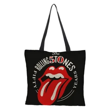 Big mouth hot-selling printing Women Tote Bags Linen Reusable Shopping Bag Shoulder Bags sac a main ladies handbag
