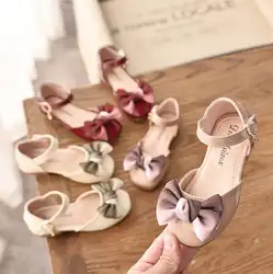 Детские сандалии для девочек и мальчиков обувь Летняя мода бант Девочки туфли для принцесс на плоской подошве обувь для девочек размер 21-35