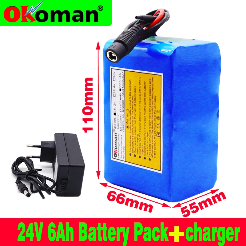 Okoman высокое качество Батарея пакет 24V 6Ah 6S3P 18650 литий-ионный 25 2 V 6000 мА/ч Мощность