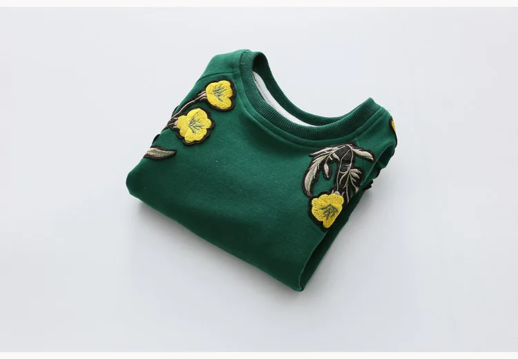 2018 Spring Autumn 2-10 Years Old Children'S Birthday Gift Long Sleeve Green Embroidery Flower Coat Baby Kids Sweatshirt Girl (11)