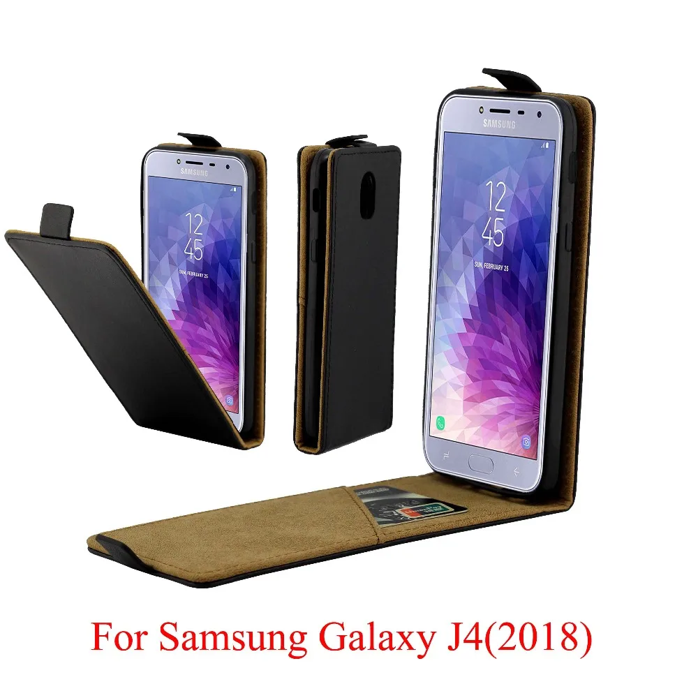 

For Samsung Galxy J4 2018 Cover Luxury PU Leather Flip Case For Samsung J4 Vertical Open Down Up Cover For Galaxy J4 Phone Case