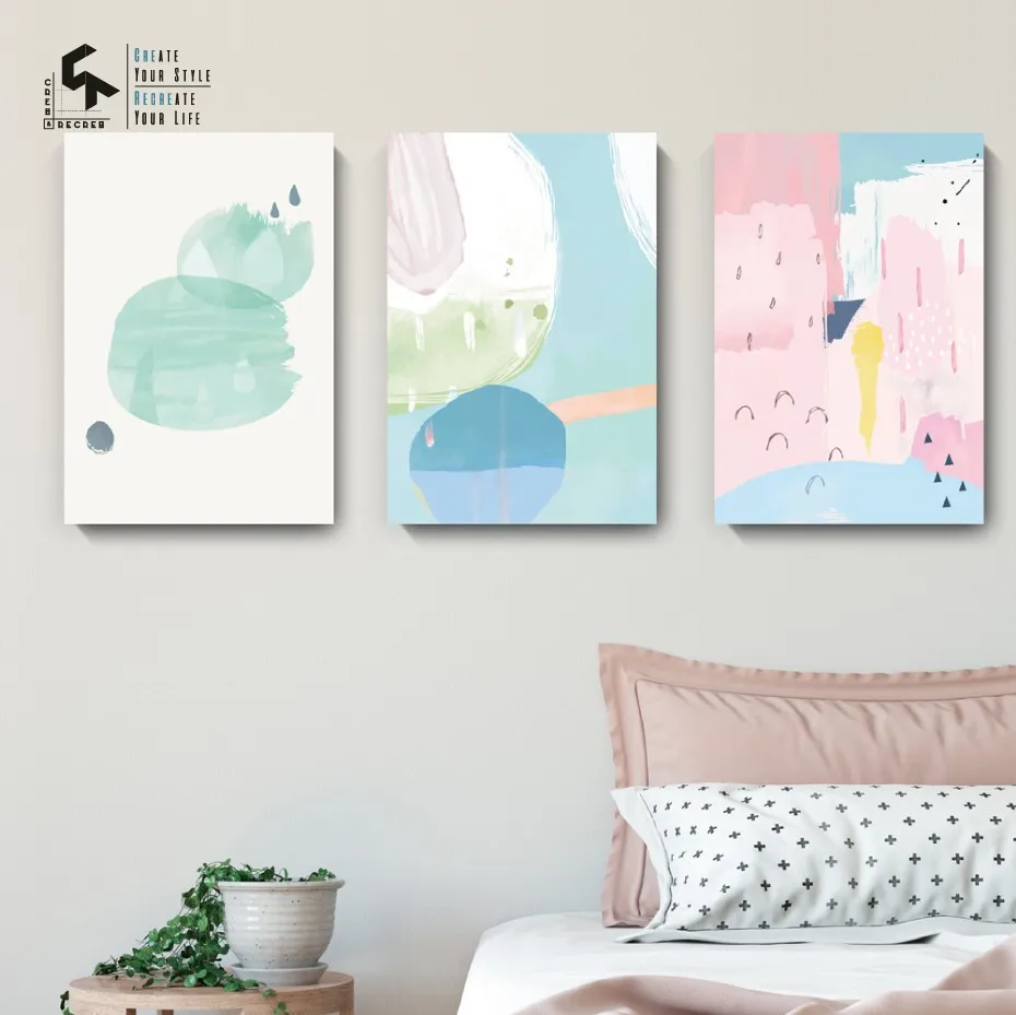 

CREATE&RECREATE Abstract Poster Pink Posters And Prints Canvas Art Prints Wall Paintings Girl Decoration Pictures CR1810113001