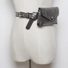 Женский многофункциональный поясной рюкзак в стиле панк, туристический подарок, Повседневная модная сумка с заклепками, маленький телефон, поясной кошелек, Роскошный кошелек, регулируемый ремень