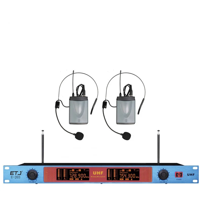 

Double Transmitters Karaoke Microphone Wireless 2 Handheld Headset Transmitter VHF U-203
