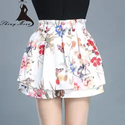SHINYMORA Лето 2017 г. шорты для женщин юбки для Высокая талия Европейская мода мини юбка цветок женский повседневное Hot Bottom девушка Jupe