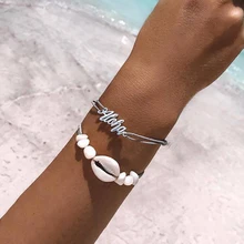 2 шт./компл. в богемном стиле; Простые; в стиле ретро; из натуральной раковины с надписью «LOVE» кожаный плетеный браслет Для женщин темпераментные вечерние, ювелирное изделие, подарок