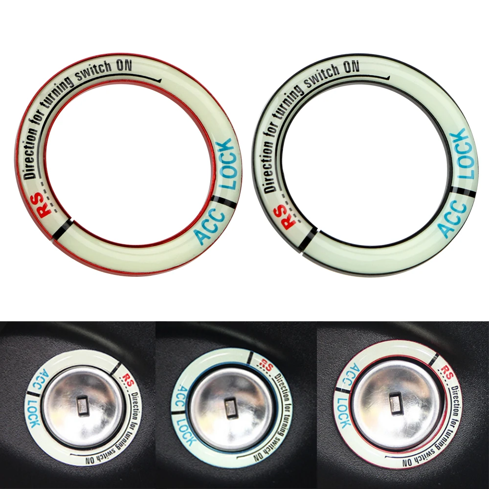 

Lumiuous Car Engine Start Stop Ignition Key Ring for volkswagen golf 4 ford focus 3 toyota auris seat exeo bmw e46 audi A1 A2