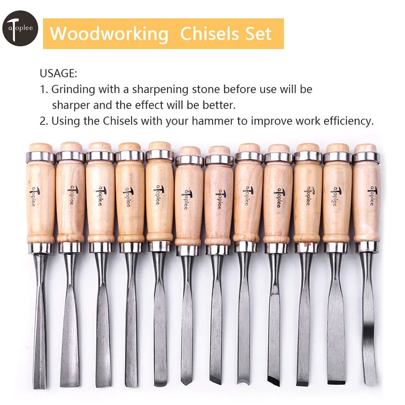12Pcs lot Professional Wood Carving Chisel Set 8'' Sharp Woodworking ...
